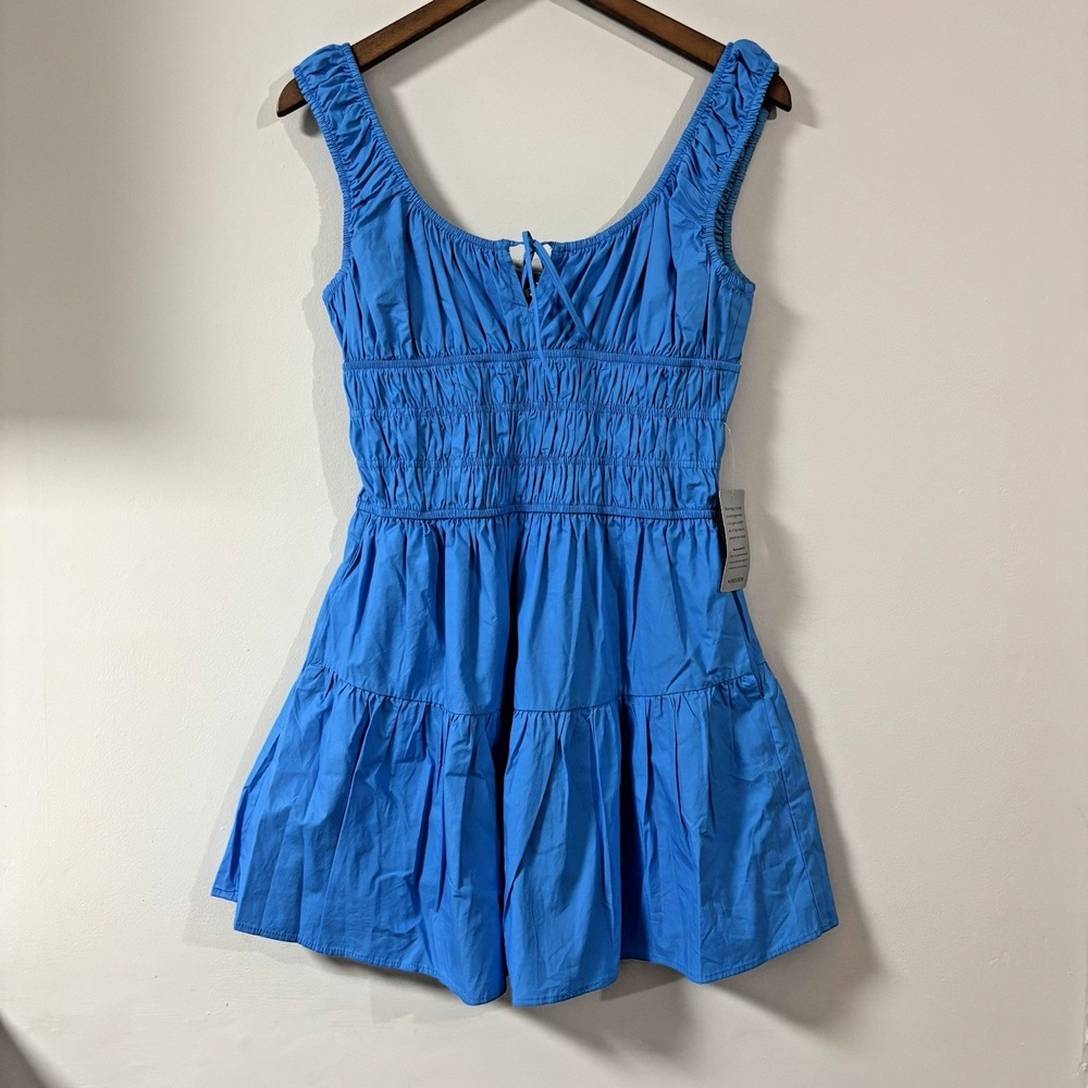 NIA Nordstrom Mini Dress Salt Cotton Mini Sundress Blue Women's Size Medium - Picture 2 of 10